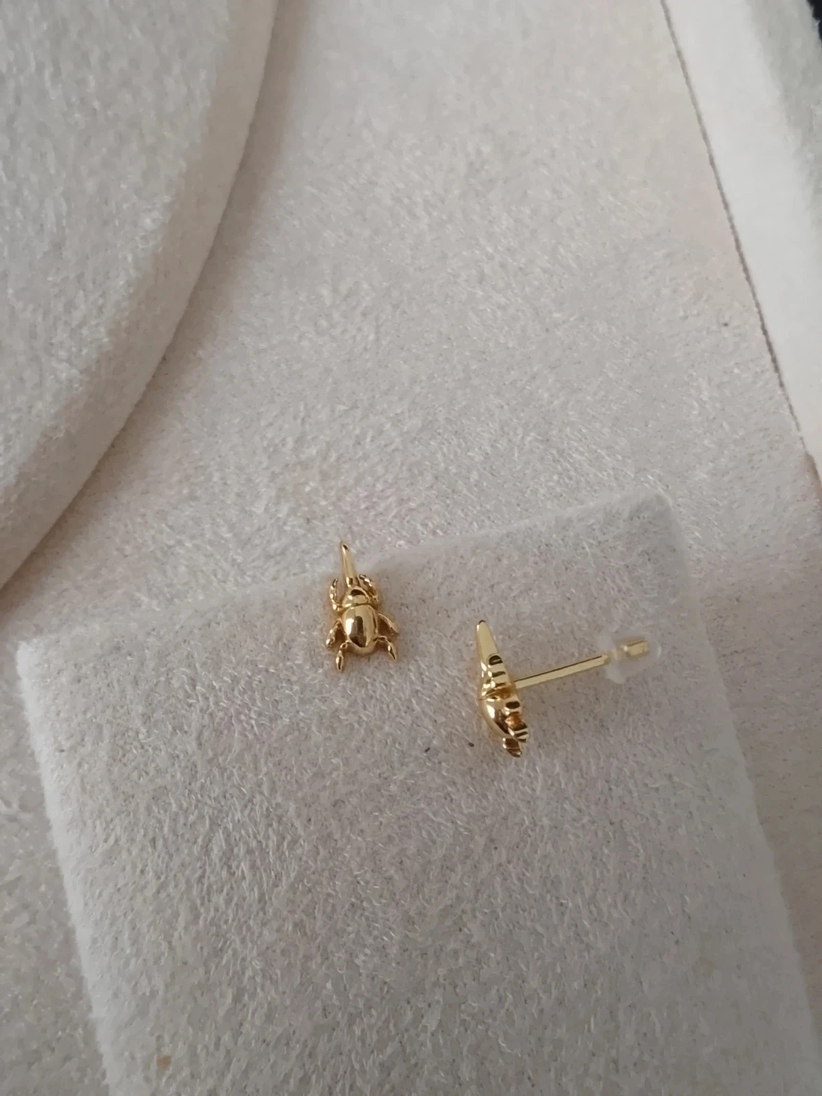 Boucles d'oreilles bohèmes scarabées égyptiens acier inoxydable doré – photo 2